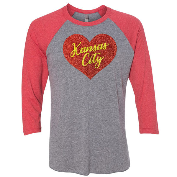 Kansas City Heart 3/4 Sleeve Triblend Shirt