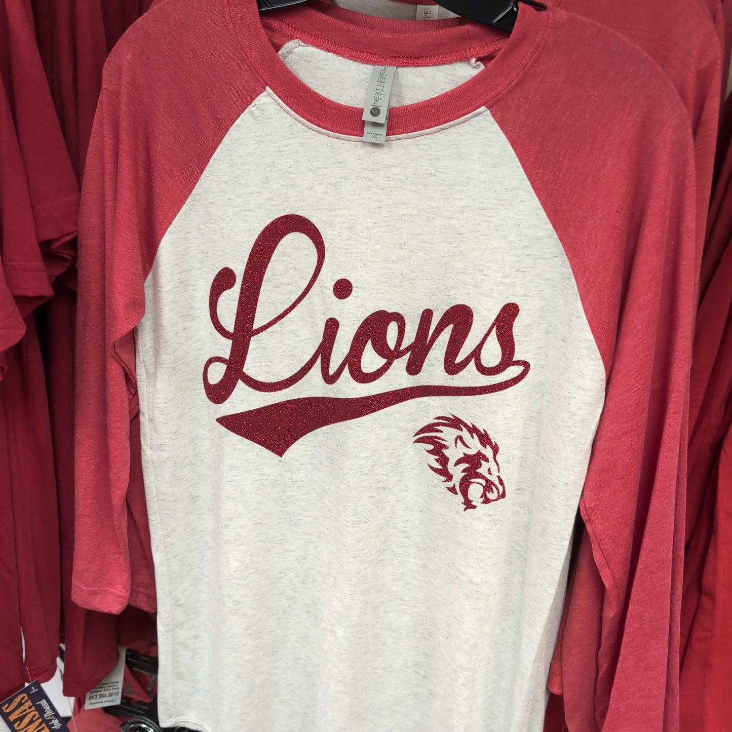3/4 Lions Red Sleeve Gray Triblend Shirt