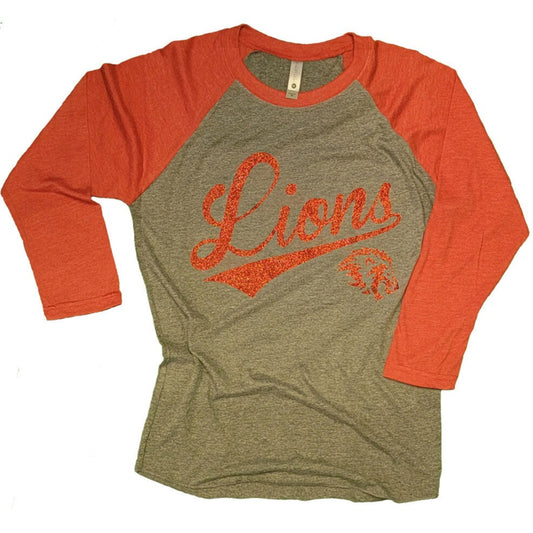 3/4 Lions Red Sleeve Gray Triblend Shirt